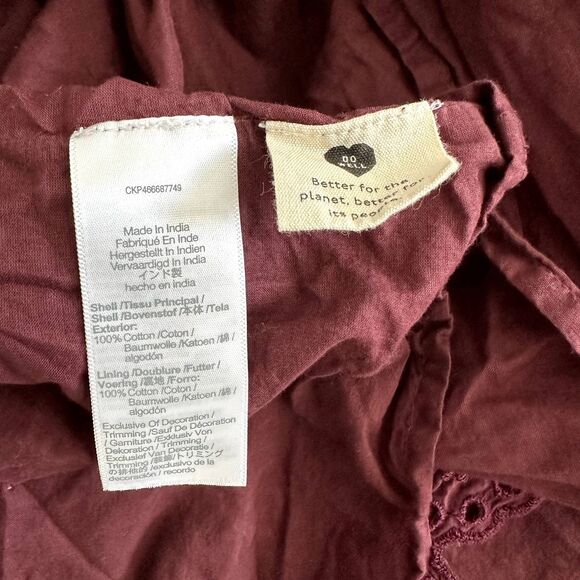 Madewell Lucie Eyelet Ruffle Midi Dress Size 10 Vintage Mulberry Cotton Boho - Picture 12 of 13